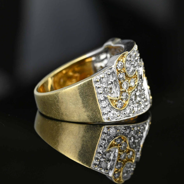 Unisex 18 Karat Yellow Gold Brilliant Cut White Diamonds Band Design Ring  For Sale at 1stDibs | 14 karat vs 18 karat gold, 14 vs 18 karat gold, is 14  or 18 karat gold better